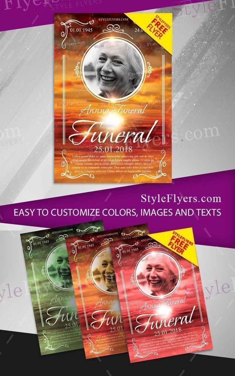 Border Classic Funeral Flyer Template FREE PSD