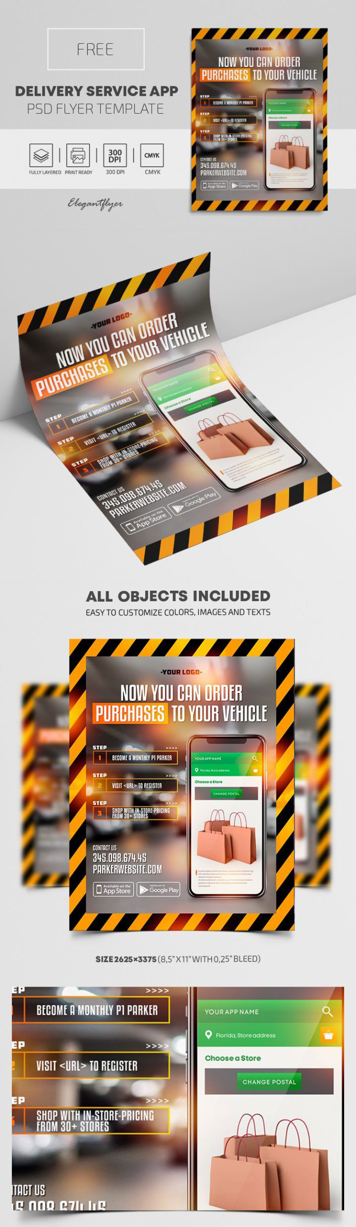 Border Clean Delivery Service App Flyer Template FREE PSD