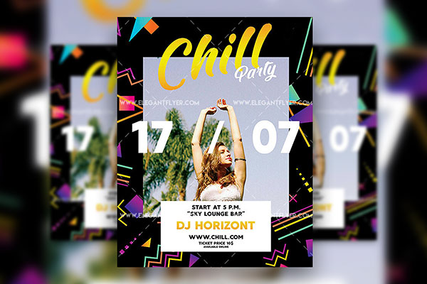 Border, Geometric Summer Party Flyer Along with Facebook Cover Templates FREE PSD