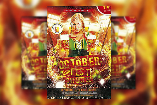 Bright Beer October Fest Party Flyer Template FREE PSD