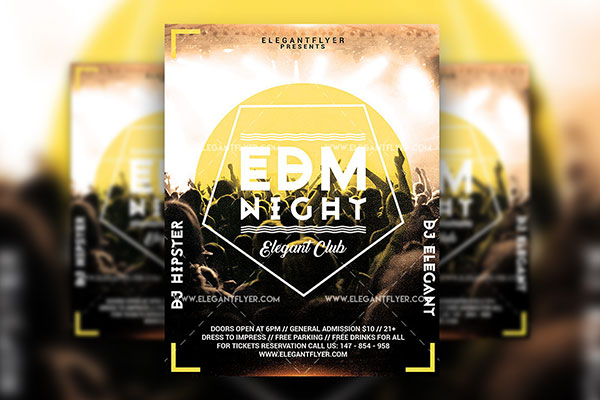 Bright Geometric Nightclub Party Flyer and Facebook Cover Template FREE PSD