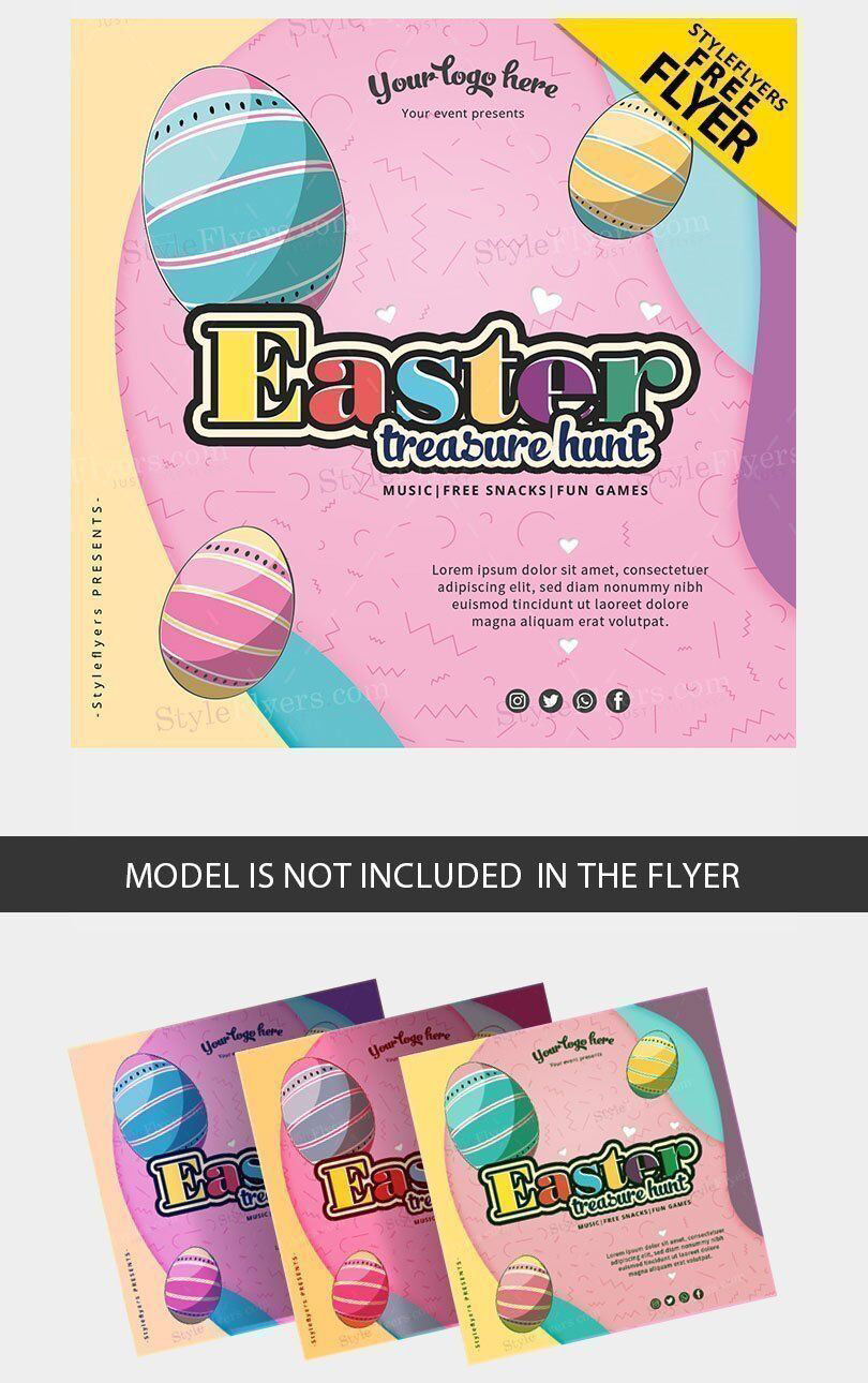 Cartoon and Fun Easter Treasure Hunt Flyer Template (FREE) - Resource Boy