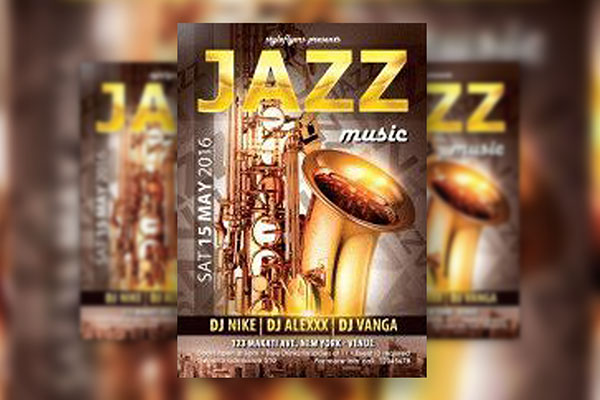 Classic and Gold Jazz Music Flyer Template FREE PSD