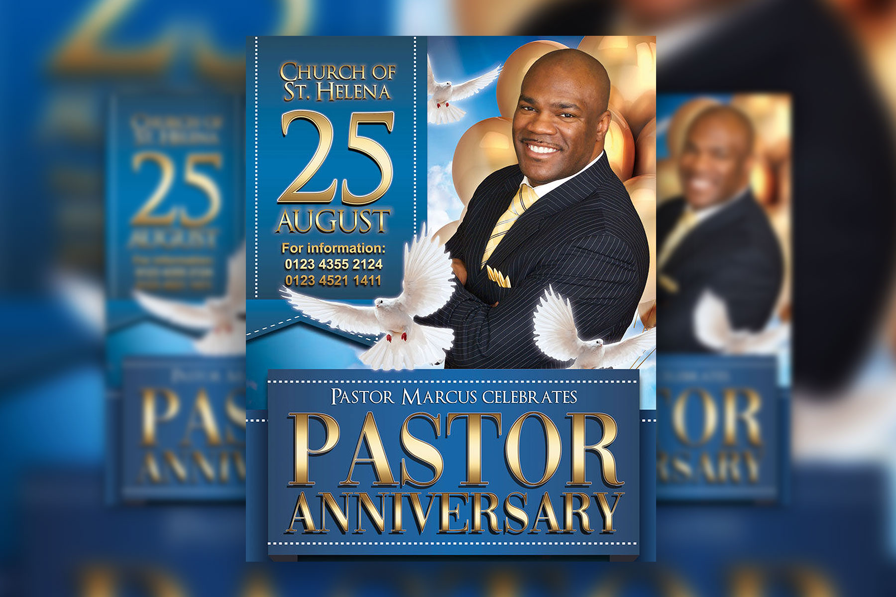 Clean Bold Pastor Anniversary Flyer and Facebook Cover Templates (FREE