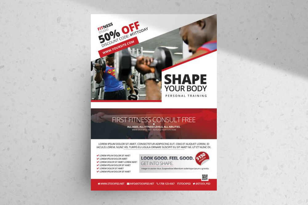 Personal Trainer Free Fitness PSD Flyer Template - PixelsDesign