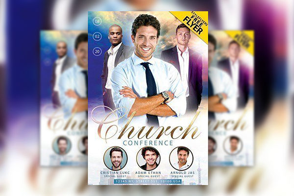 Cloudy Photo Church Conference Flyer Template FREE PSD