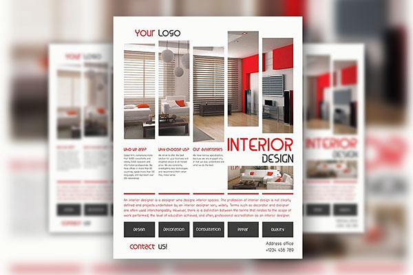 Collage, Modern Interior Design Flyer Along with Facebook Cover Templates FREE PSD