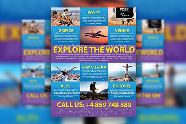 Collage, Modern Travel Agency Flyer Along with Facebook Cover Templates FREE PSD