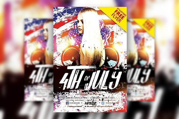 Colorful 4th Of July Grunge Flyer Template FREE PSD