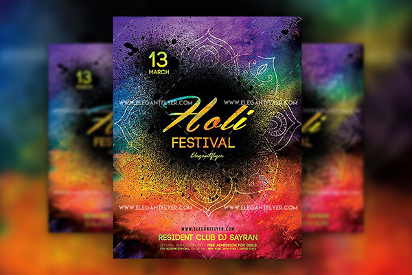 Colorful and Vibrant Holi Festival Flyer Template Plus a Facebook Cover FREE PSD