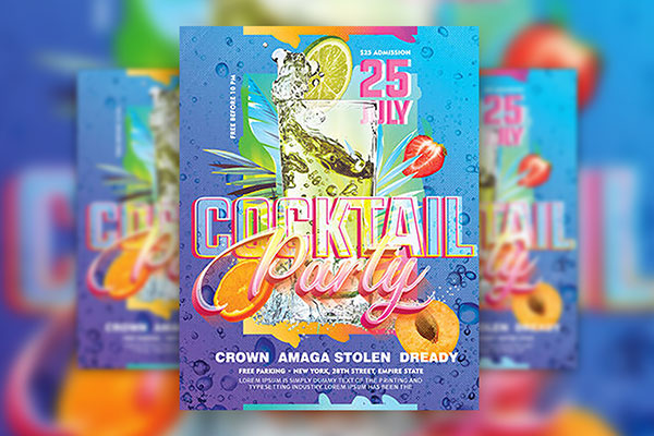 Colorful Cocktail Party Flyer Template FREE PSD
