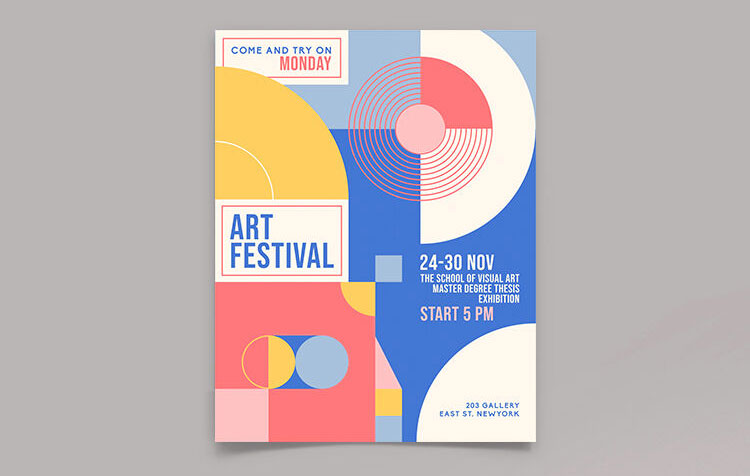 Colorful Geometric Art Event Flyer Template Free Download | Resource Boy