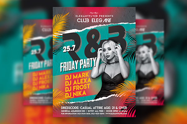 Colorful Tropical R&B Party Flyer Template FREE PSD