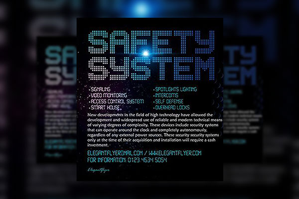 Dark Futuristic Horizontal Safety System Flyer Template FREE PSD