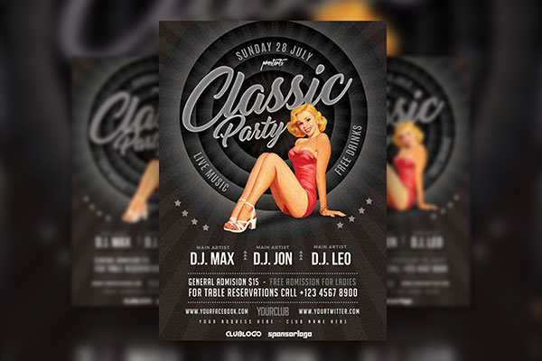 Dark Grey Vintage Party Flyer Template FREE PSD