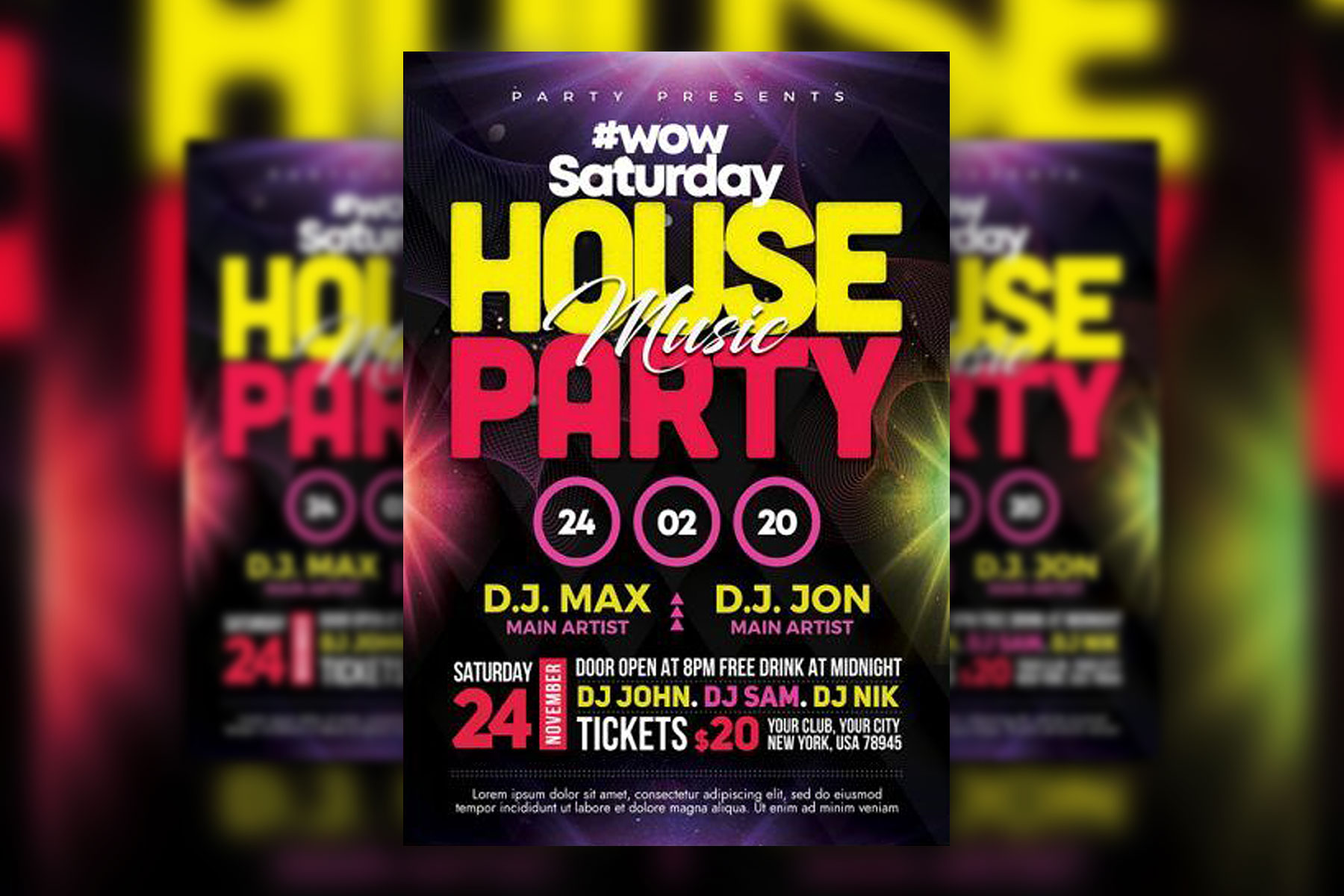 Dark Modern Nightclub Party Flyer Template (FREE) - Resource Boy