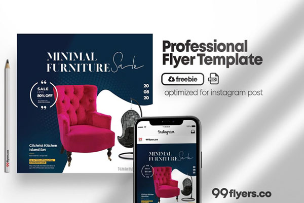Dotted and Aesthetic Furniture Flyer Template FREE PSD