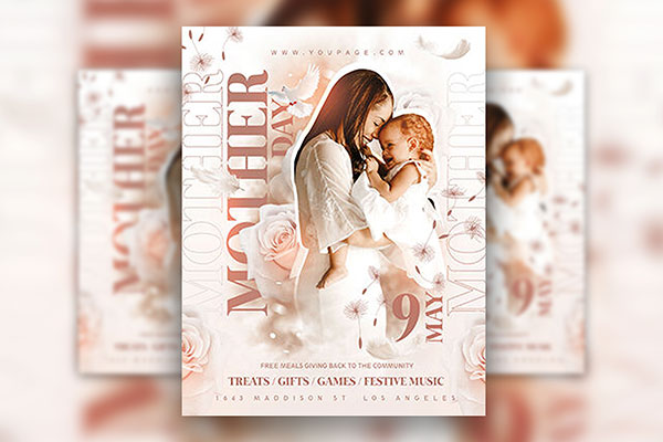Elegant Floral Bold Mother's Day Flyer Template FREE PSD