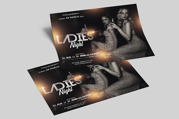 Elegant Sparkly Ladies Night Flyer Template FREE PSD