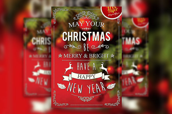 Festive Blurry Christmas Event Flyer and Facebook Cover Template FREE PSD