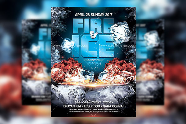 Fiery and Icy Club Event Flyer Facebook Cover Template FREE PSD