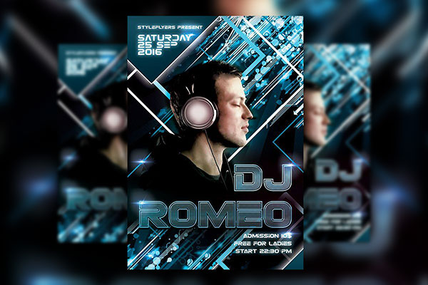Futuristic and Geometric DJ Flyer Template FREE PSD