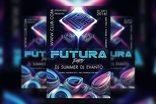 Futuristic Sparkly Modern Party Flyer Template FREE PSD