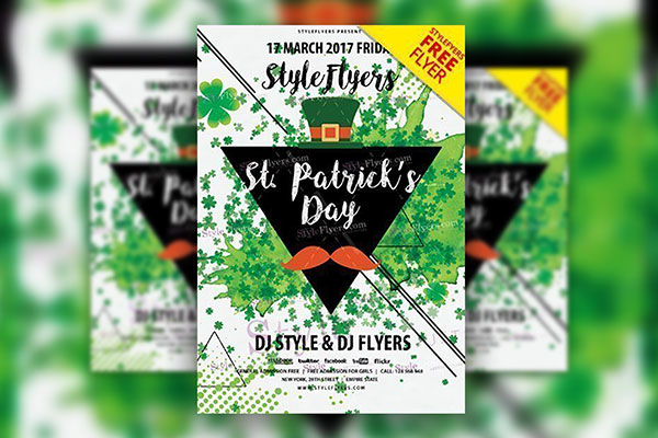 Geometric Clover St. Patrick's Day Flyer Template FREE PSD