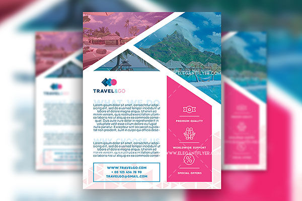 Geometric, Modern Travel Agency Flyer Along with Facebook Cover Templates FREE PSD