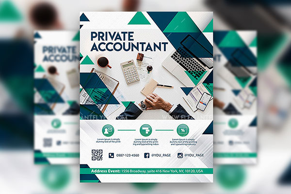 Geometrical Clean Private Accountant Flyer Template FREE PSD