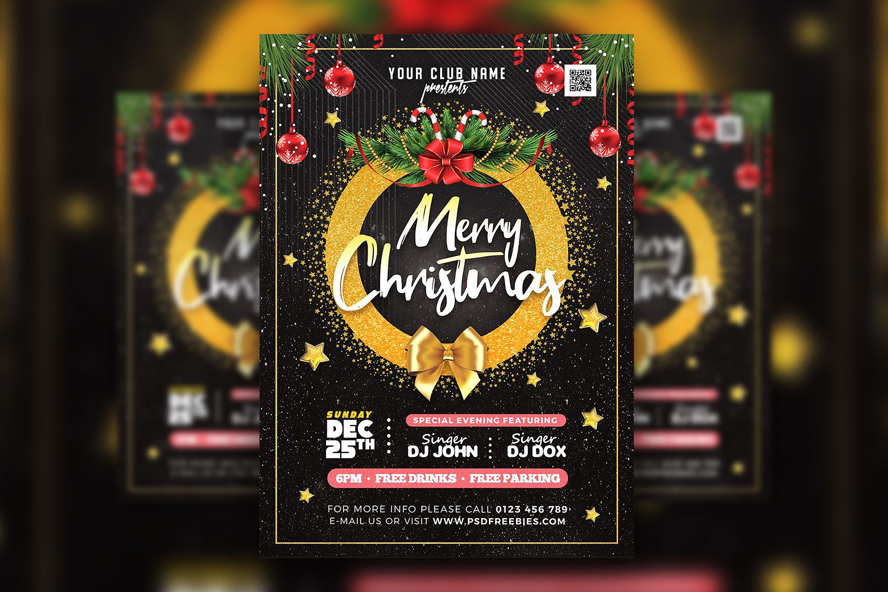 Glitter Black And Golden Christmas Flyer Template Free Download 