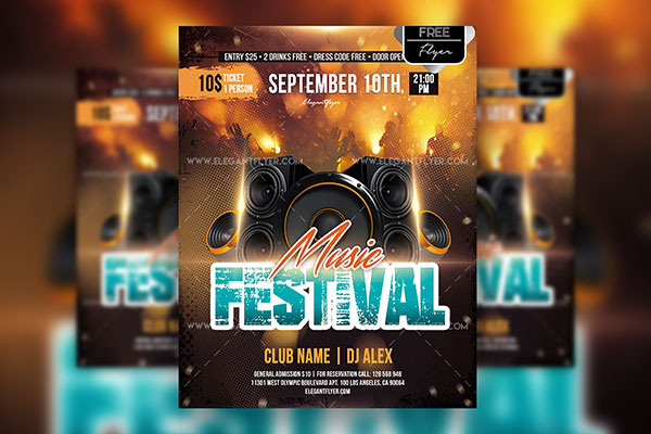Glitter Hipster Music Festival Flyer Template FREE PSD