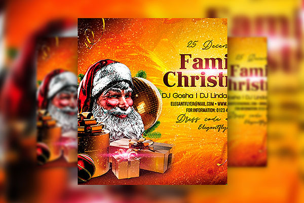 Glitter Orange Christmas Flyer Template FREE PSD