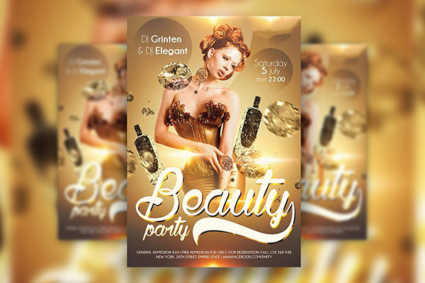 Golden, Luxurious Night Party Along with Facebook Cover Templates FREE PSD