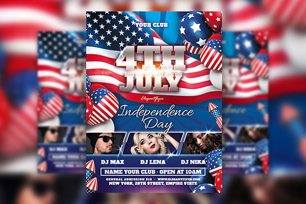 Grid Flag 4th of July Party Flyer Template FREE PSD