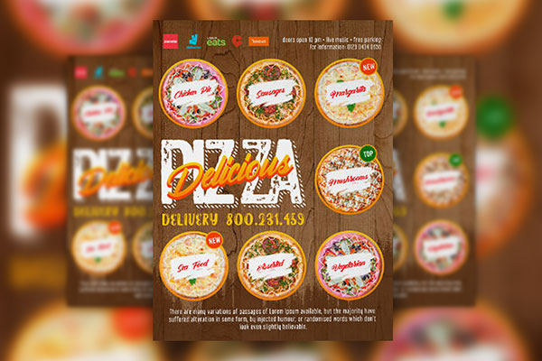 Grid Pizza Flyer Template FREE PSD