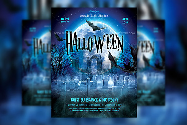 Haunted Modern Halloween Flyer Template FREE PSD