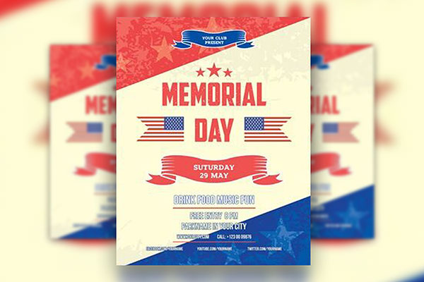 Illustrated Memorial Day Flyer And Facebook Cover Template Free 