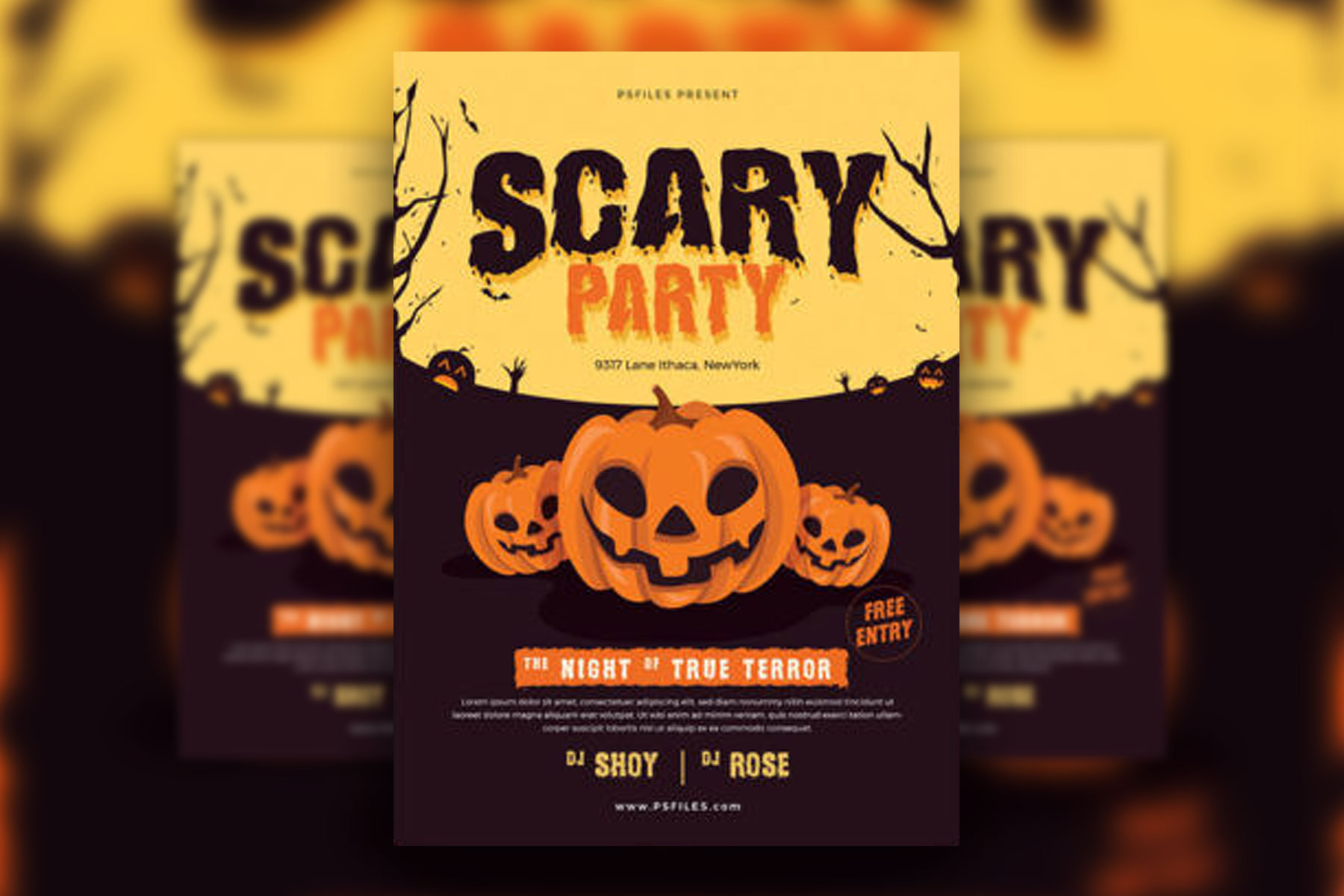 Illustrated Scary Halloween Party Flyer Template (FREE) - Resource Boy