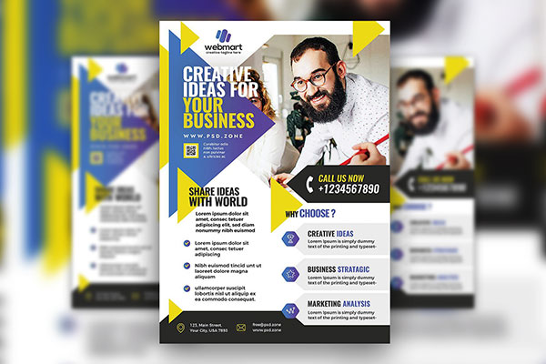 Infographic and Geometric Modern Corporate Flyer Template FREE PSD