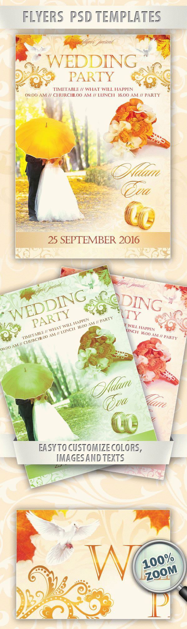 Leafy Elegant Wedding Flyer Template Free Download | Resource Boy