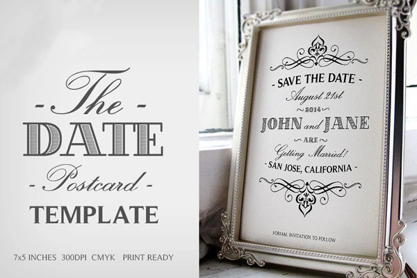 Light and Dark Elegant Save The Date Postcard Template FREE PSD