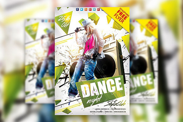 Lines Geometric Bold Dance Night Flyer Template FREE PSD