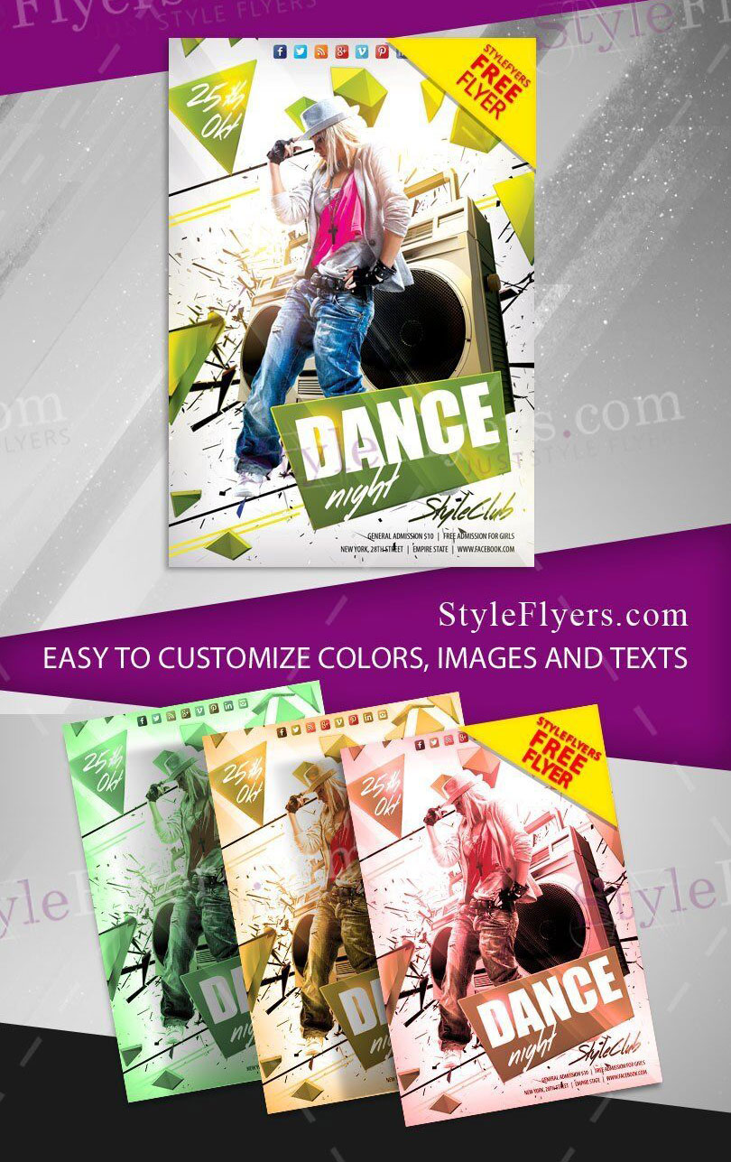 Lines Geometric Bold Dance Night Flyer Template (FREE) - Resource Boy