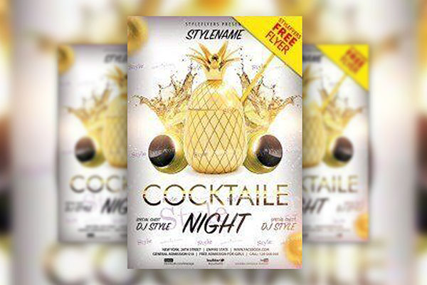 Luxury Golden White Cocktail Night Flyer Template FREE PSD