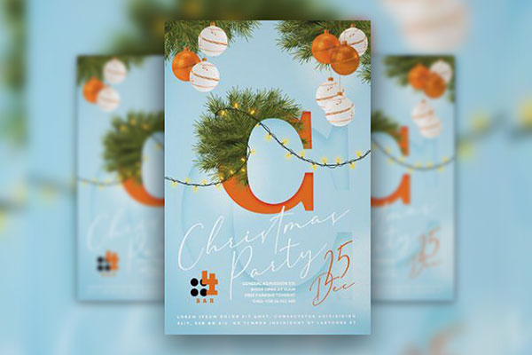 Minimalistic Ornamental Christmas Poster Template FREE PSD