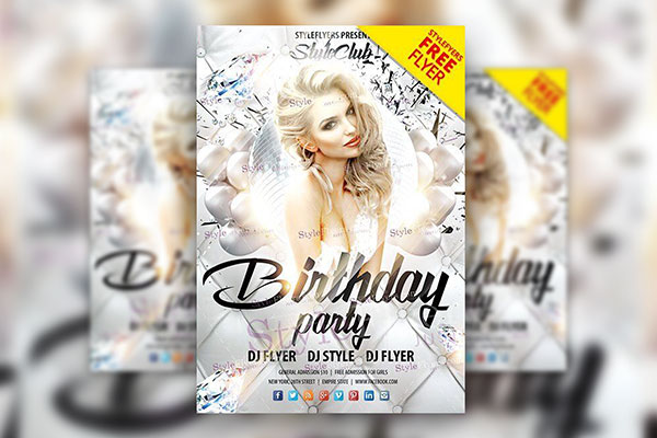 Modern and Futuristic Birthday Party Flyer Template FREE PSD