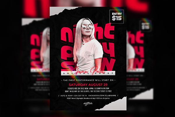 Modern Black DJ Nightclub Party Flyer Template FREE PSD