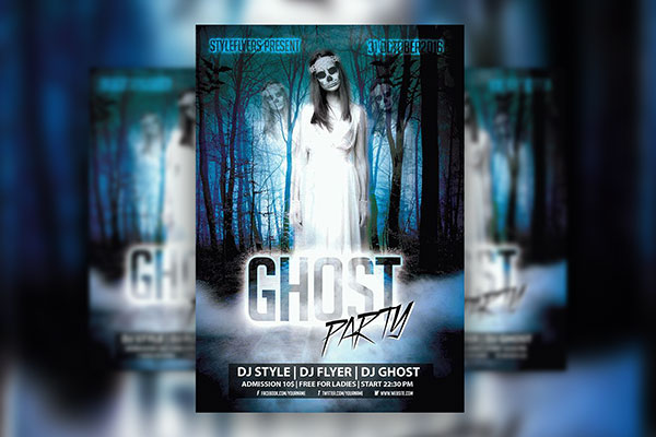 Modern Bold Haunted Halloween Party Flyer Template FREE PSD