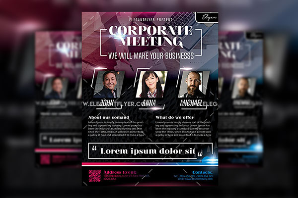 Modern Corporate Meeting Flyer Template, Facebook Cover, and Instagram Post FREE PSD